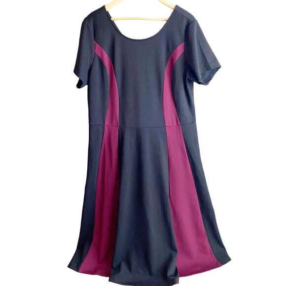 Eloquii Black paneled Short Sleeve Midi Career Dress 20 - Picture 1 of 8